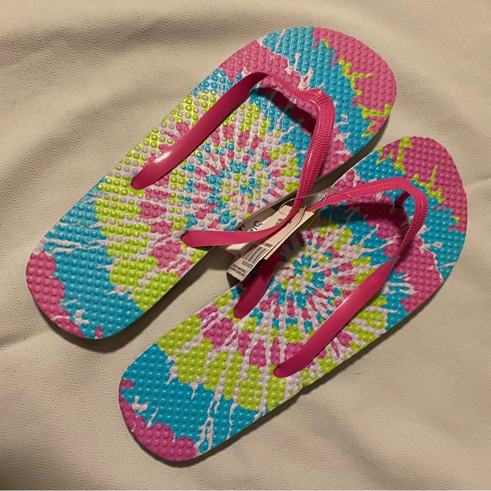 Women’s Pink Tie-Dye Pattern Flip Flop Sandals
